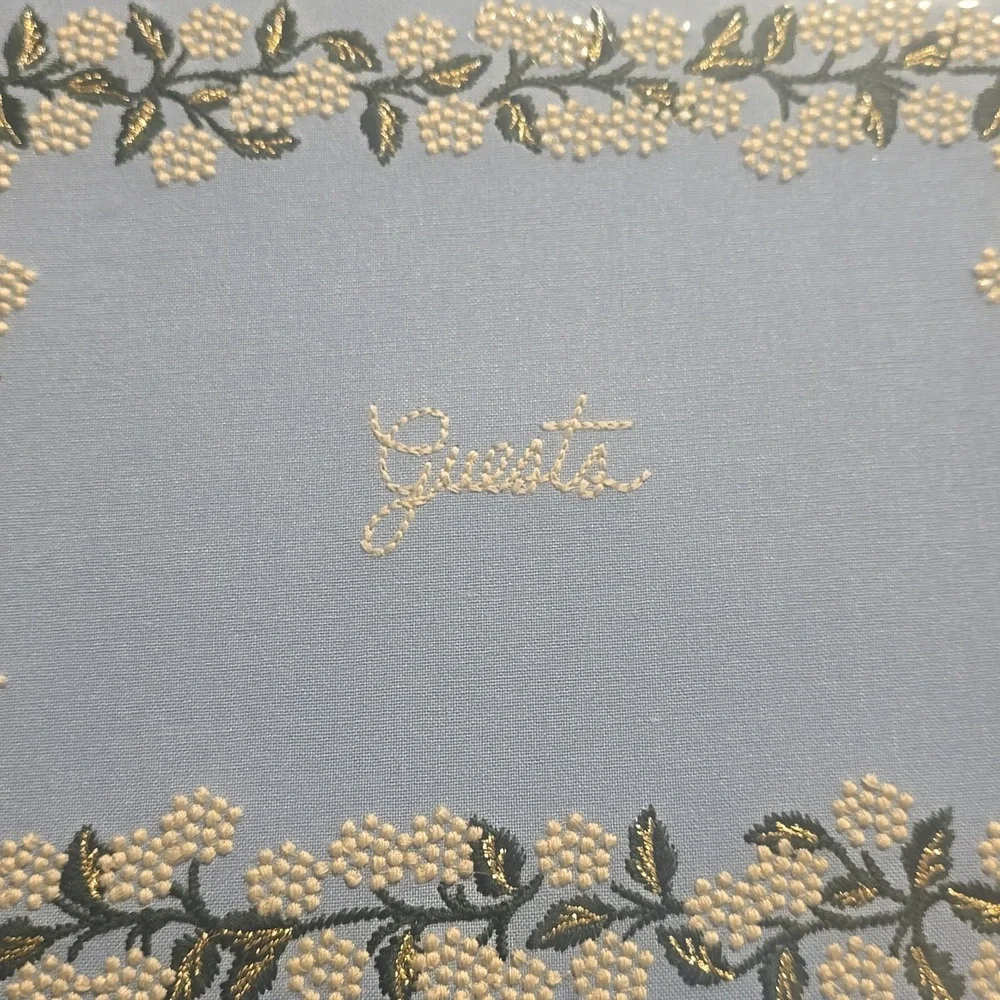❤️BUY 2 GET 1 FREE  RIFLE PAPER CO. Hydrangea Embroidered Fabric Guest Book